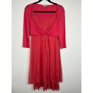 MOLTON Dress Red Medium Lightweight Romantic Chiffon Knee Length